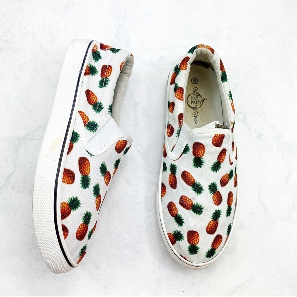 [Sole Mates] White Classic Pineapple Slip-Ons